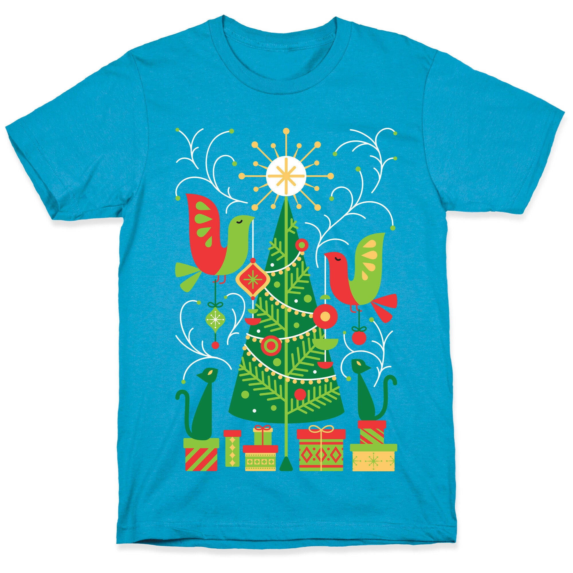 Vintage Christmas Tree Decorating Unisex Triblend Tee
